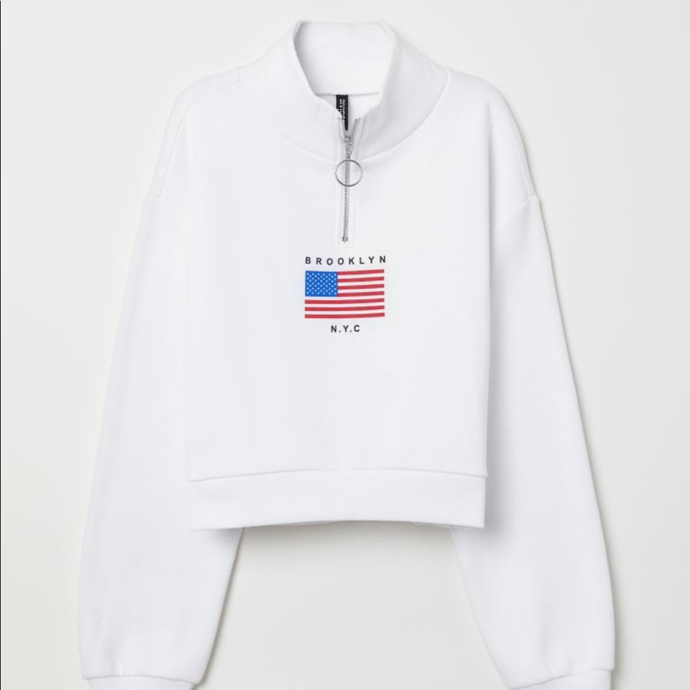 White Quarter Zip Brooklyn NYC Sweatshirt 🤍